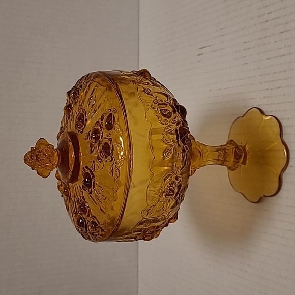 Vintage Fenton Cabbage Rose Lidded Candy Dish - Picture 2 of 16